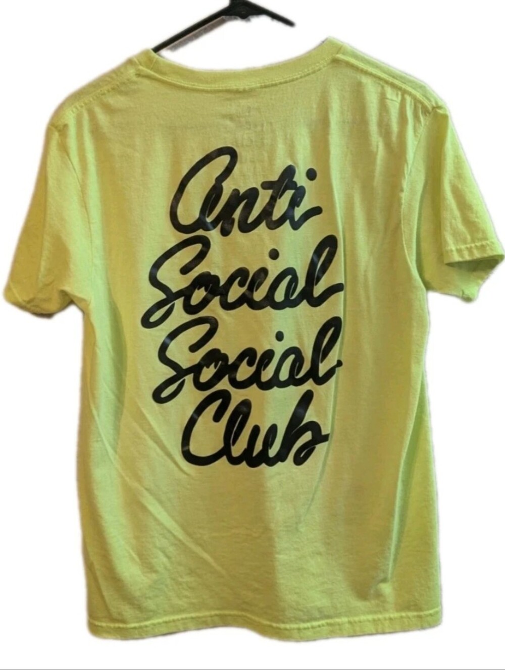 ASSC Script Logo Cursive Neon Green T-Shirt, Size Small